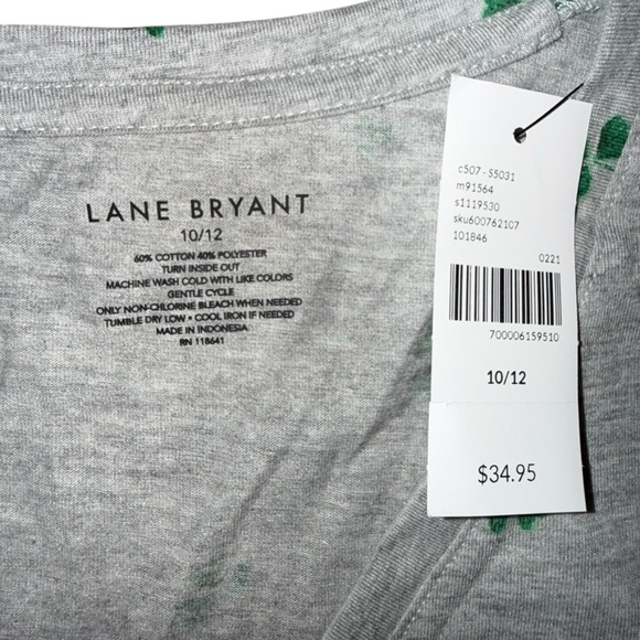 NWT LANE BRYANT Luckiest Clover Graphic Tee - 10/12 Grey/Green - Picture 11 of 11